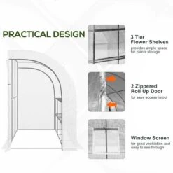 Outsunny Walk-In Greenhouse With 3-Tier Shelves & Zippered Doors - White - 845-302V01 -OUTSUNNY Sales Shop o u outsunny 845 302v01 design