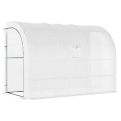 Outsunny Walk-In Greenhouse With 3-Tier Shelves & Zippered Doors - White - 845-302V01 -OUTSUNNY Sales Shop o u outsunny 845 302v01 full