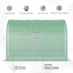 Outsunny Walk-In Lean To Greenhouse With Windows & Zippered Doors - Green - 845-302V01GN -OUTSUNNY Sales Shop o u outsunny 845 302v01gn features