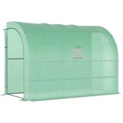 Outsunny Walk-In Lean To Greenhouse With Windows & Zippered Doors - Green - 845-302V01GN -OUTSUNNY Sales Shop o u outsunny 845 302v01gn full