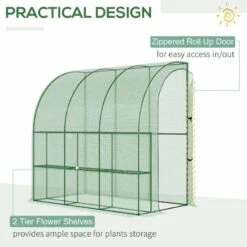 Outsunny Walk-In Lean To Tunnel Greenhouse With Zippered Roll Up Door - Green - 845-304V01 -OUTSUNNY Sales Shop o u outsunny 845 304v01 design