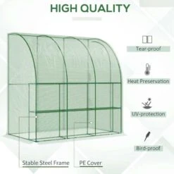 Outsunny Walk-In Lean To Tunnel Greenhouse With Zippered Roll Up Door - Green - 845-304V01 -OUTSUNNY Sales Shop o u outsunny 845 304v01 quality