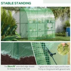 Outsunny Walk-In Lean To Tunnel Greenhouse With Zippered Roll Up Door - Green - 845-304V01 -OUTSUNNY Sales Shop o u outsunny 845 304v01 stable