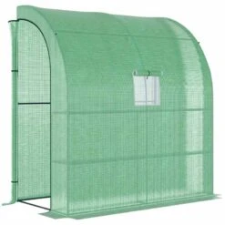 Outsunny Walk-In Lean To Greenhouse With Window & Shelf 200L X 100W X 215Hcm - Green - 845-304V04GN -OUTSUNNY Sales Shop o u outsunny 845 304v04gn full