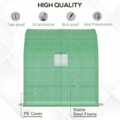 Outsunny Walk-In Lean To Greenhouse With Window & Shelf 200L X 100W X 215Hcm - Green - 845-304V04GN -OUTSUNNY Sales Shop o u outsunny 845 304v04gn quality
