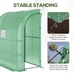 Outsunny Walk-In Lean To Greenhouse With Window & Shelf 200L X 100W X 215Hcm - Green - 845-304V04GN -OUTSUNNY Sales Shop o u outsunny 845 304v04gn stable
