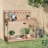 Outsunny Fir Wood Outdoor Garden Potting Table With Drawer - Brown - 845-320