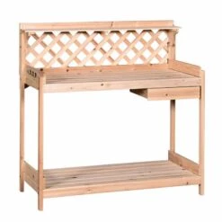 Outsunny Fir Wood Outdoor Garden Potting Table With Drawer - Brown - 845-320 -OUTSUNNY Sales Shop o u outsunny 845 320 full