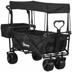 Outsunny Folding Garden Trolley With Canopy - Black - 845-327V02BK -OUTSUNNY Sales Shop o u outsunny 845 327v02bk 8