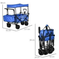 Outsunny Folding Garden Trolley With Canopy - Blue - 845-327V02BU 12 Outsunny Folding Garden Trolley With Canopy - Blue - 845-327V02BU -OUTSUNNY Sales Shop o u outsunny 845 327v02bu 2