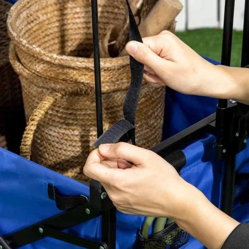 Outsunny Folding Garden Trolley With Canopy - Blue - 845-327V02BU 9 Outsunny Folding Garden Trolley With Canopy - Blue - 845-327V02BU - Image 9