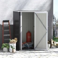 Outsunny 5 X 3ft Outdoor Storage Shed With Lockable Door - Grey - 845-328V01GY