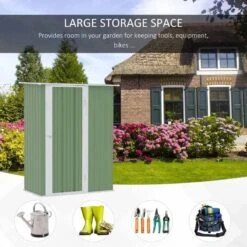 Outsunny 5ft X 3ft Outdoor Storage Shed With Lockable Door - Light Green - 845-328V01YG -OUTSUNNY Sales Shop o u outsunny 845 328v01yg storage