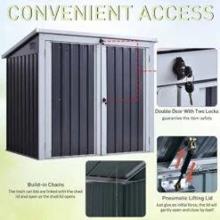 Outsunny 3.2 X 5.1ft Corrugated Steel Two Bin Storage Shed - Black - 845-330 13 Outsunny 3.2 X 5.1ft Corrugated Steel Two Bin Storage Shed - Black - 845-330 -OUTSUNNY Sales Shop o u outsunny 845 330 convenient