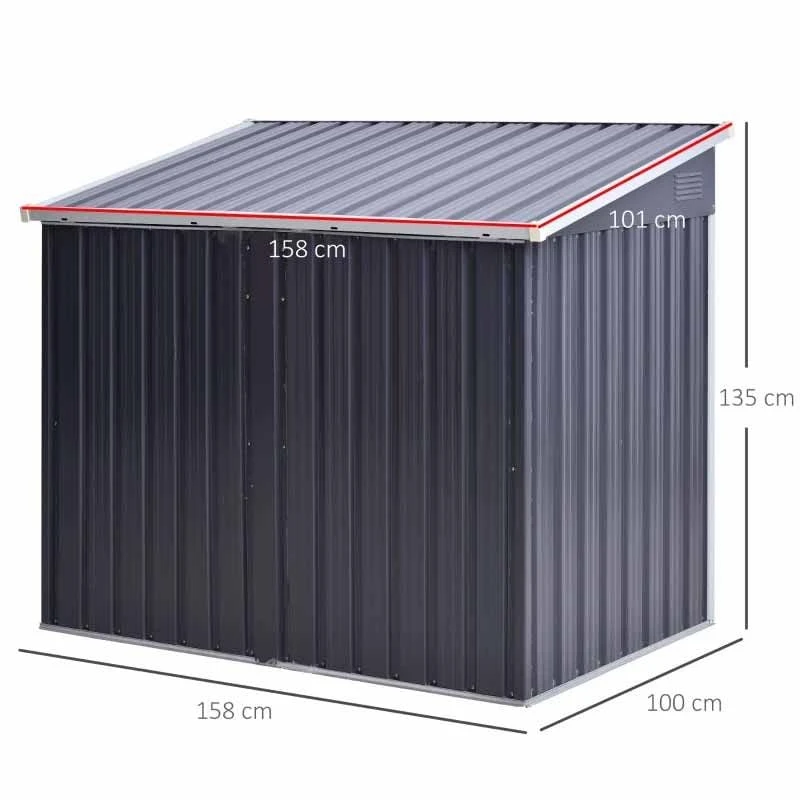 Outsunny 3.2 X 5.1ft Corrugated Steel Two Bin Storage Shed - Black - 845-330 2 Outsunny 3.2 X 5.1ft Corrugated Steel Two Bin Storage Shed - Black - 845-330 - Image 2