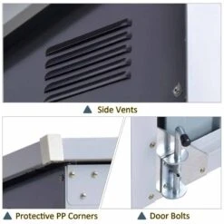 Outsunny 3.2 X 5.1ft Corrugated Steel Two Bin Storage Shed - Black - 845-330 15 Outsunny 3.2 X 5.1ft Corrugated Steel Two Bin Storage Shed - Black - 845-330 -OUTSUNNY Sales Shop o u outsunny 845 330 features