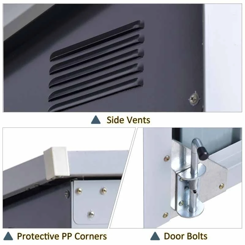 Outsunny 3.2 X 5.1ft Corrugated Steel Two Bin Storage Shed - Black - 845-330 6 Outsunny 3.2 X 5.1ft Corrugated Steel Two Bin Storage Shed - Black - 845-330 - Image 6