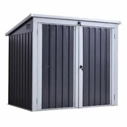 Outsunny 3.2 X 5.1ft Corrugated Steel Two Bin Storage Shed - Black - 845-330 12 Outsunny 3.2 X 5.1ft Corrugated Steel Two Bin Storage Shed - Black - 845-330 -OUTSUNNY Sales Shop o u outsunny 845 330 full
