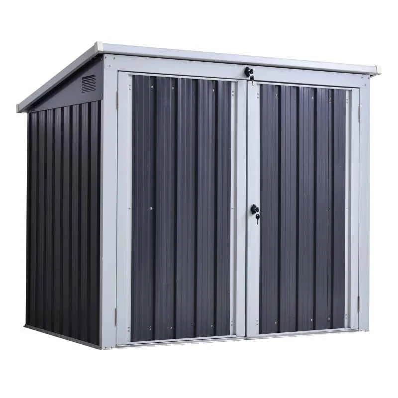 Outsunny 3.2 X 5.1ft Corrugated Steel Two Bin Storage Shed - Black - 845-330 3 Outsunny 3.2 X 5.1ft Corrugated Steel Two Bin Storage Shed - Black - 845-330 - Image 3