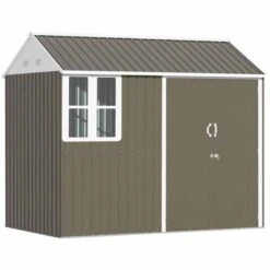 Outsunny 6 X 8ft Metal Garden Storage Shed With Windows & Latched Door - Grey - 845-331 -OUTSUNNY Sales Shop o u outsunny 845 331 full