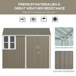 Outsunny 6 X 8ft Metal Garden Storage Shed With Windows & Latched Door - Grey - 845-331 -OUTSUNNY Sales Shop o u outsunny 845 331 material