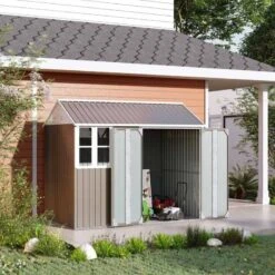 Outsunny 6 X 8ft Metal Garden Storage Shed With Windows & Latched Door - Grey - 845-331 -OUTSUNNY Sales Shop o u outsunny 845 331 outdoor