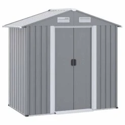 Outsunny 6.4 X 3.6ft Garden Metal Storage Shed With Double Sliding Door And Air Vents - Grey - 845-332V00GY -OUTSUNNY Sales Shop o u outsunny 845 332v00gy full