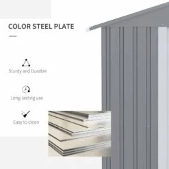 Outsunny 6.4 X 3.6ft Garden Metal Storage Shed With Double Sliding Door And Air Vents - Grey - 845-332V00GY -OUTSUNNY Sales Shop o u outsunny 845 332v00gy steel
