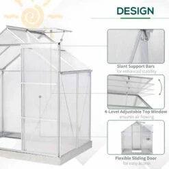 Outsunny 4 X 6ft Walk-In Polycarbonate Greenhouse With Window & Rain Gutters - Clear - 845-334 -OUTSUNNY Sales Shop o u outsunny 845 334 design