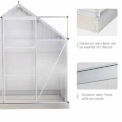 Outsunny 4 X 6ft Walk-In Polycarbonate Greenhouse With Window & Rain Gutters - Clear - 845-334 -OUTSUNNY Sales Shop o u outsunny 845 334 frame