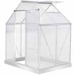 Outsunny 4 X 6ft Walk-In Polycarbonate Greenhouse With Window & Rain Gutters - Clear - 845-334 -OUTSUNNY Sales Shop o u outsunny 845 334 full