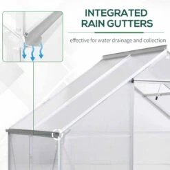 Outsunny 4 X 6ft Walk-In Polycarbonate Greenhouse With Window & Rain Gutters - Clear - 845-334 -OUTSUNNY Sales Shop o u outsunny 845 334 gutters