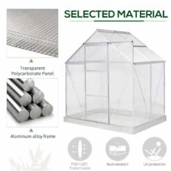 Outsunny 4 X 6ft Walk-In Polycarbonate Greenhouse With Window & Rain Gutters - Clear - 845-334 -OUTSUNNY Sales Shop o u outsunny 845 334 material
