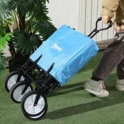 Outsunny Garden Trolley With Telescopic Handle - Blue - 845-340BU -OUTSUNNY Sales Shop o u outsunny 845 340bu 7