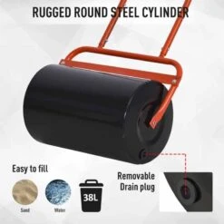 Outsunny Combination Push / Tow Lawn Roller 38L - Black & Red - 845-343RD -OUTSUNNY Sales Shop o u outsunny 845 343rd cylinder