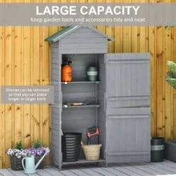 Outsunny Garden Wooden Shed Utility Storage 82W X 49D X 189Hcm - Grey - 845-352 -OUTSUNNY Sales Shop o u outsunny 845 352 capacity