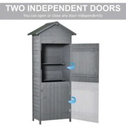 Outsunny Garden Wooden Shed Utility Storage 82W X 49D X 189Hcm - Grey - 845-352 -OUTSUNNY Sales Shop o u outsunny 845 352 door