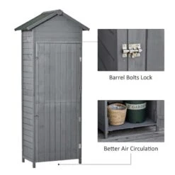 Outsunny Garden Wooden Shed Utility Storage 82W X 49D X 189Hcm - Grey - 845-352 -OUTSUNNY Sales Shop o u outsunny 845 352 features