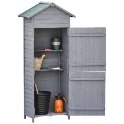 Outsunny Garden Wooden Shed Utility Storage 82W X 49D X 189Hcm - Grey - 845-352 -OUTSUNNY Sales Shop o u outsunny 845 352 full