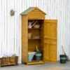 Outsunny Garden Wooden Storage Shed With 3 Shelves And 2 Doors - 191.5cm X 79cm X 49cm - Natural Wood Effect - 845-352V01