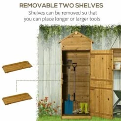 Outsunny Garden Wooden Storage Shed With 3 Shelves And 2 Doors - 191.5cm X 79cm X 49cm - Natural Wood Effect - 845-352V01 -OUTSUNNY Sales Shop o u outsunny 845 352v01 shelves