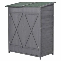Outsunny Garden Wooden Storage Shed With Storage Table - Grey - 845-353 -OUTSUNNY Sales Shop o u outsunny 845 353 full2