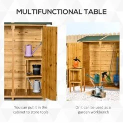 Outsunny Garden Wood Storage Shed With Table 140 X 75 X 160cm - Grey - 845-353V01ND -OUTSUNNY Sales Shop o u outsunny 845 353v01nd table