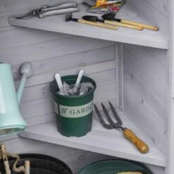 Outsunny 3-Tier Garden Wooden Storage Shed With Shelves - Grey - 845-356GY -OUTSUNNY Sales Shop o u outsunny 845 356gy shelves