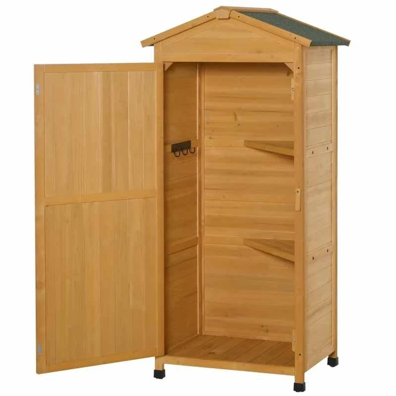 Outsunny 3-Tier Wooden Garden Storage Shed - Brown - 845-356YL 3 Outsunny 3-Tier Wooden Garden Storage Shed - Brown - 845-356YL - Image 3