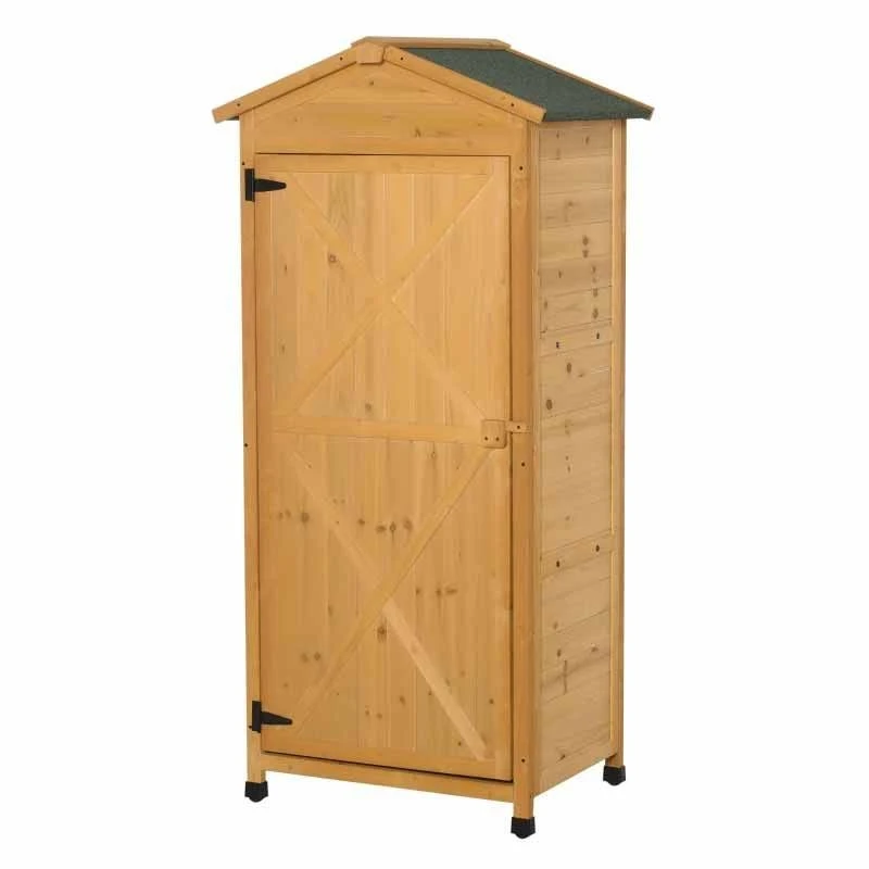 Outsunny 3-Tier Wooden Garden Storage Shed - Brown - 845-356YL 10 Outsunny 3-Tier Wooden Garden Storage Shed - Brown - 845-356YL - Image 10