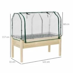 Outsunny Elevated Wood Raised Garden Bed / Planter With PE Cover 121L X 55W X 117H Cm - Nature Wood - 845-364 -OUTSUNNY Sales Shop o u outsunny 845 364 dimensions