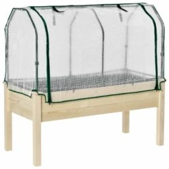 Outsunny Elevated Wood Raised Garden Bed / Planter With PE Cover 121L X 55W X 117H Cm - Nature Wood - 845-364 -OUTSUNNY Sales Shop o u outsunny 845 364 full