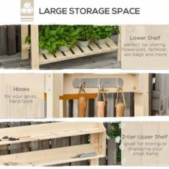 Outsunny Garden Wooden Potting Bench With Sliding Tabletop & Dry Sink - Brown - 845-376 -OUTSUNNY Sales Shop o u outsunny 845 376 storage