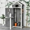 Outsunny Garden Wooden Storage Shed With Shelves & Workstation - Grey - 845-377CG